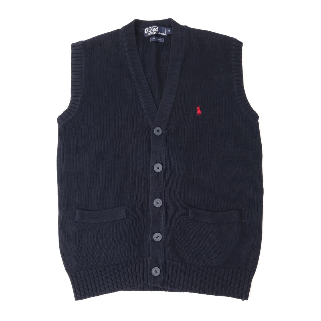 폴로 랄프로렌 네이비 버튼 니트 베스트 상품이미지1