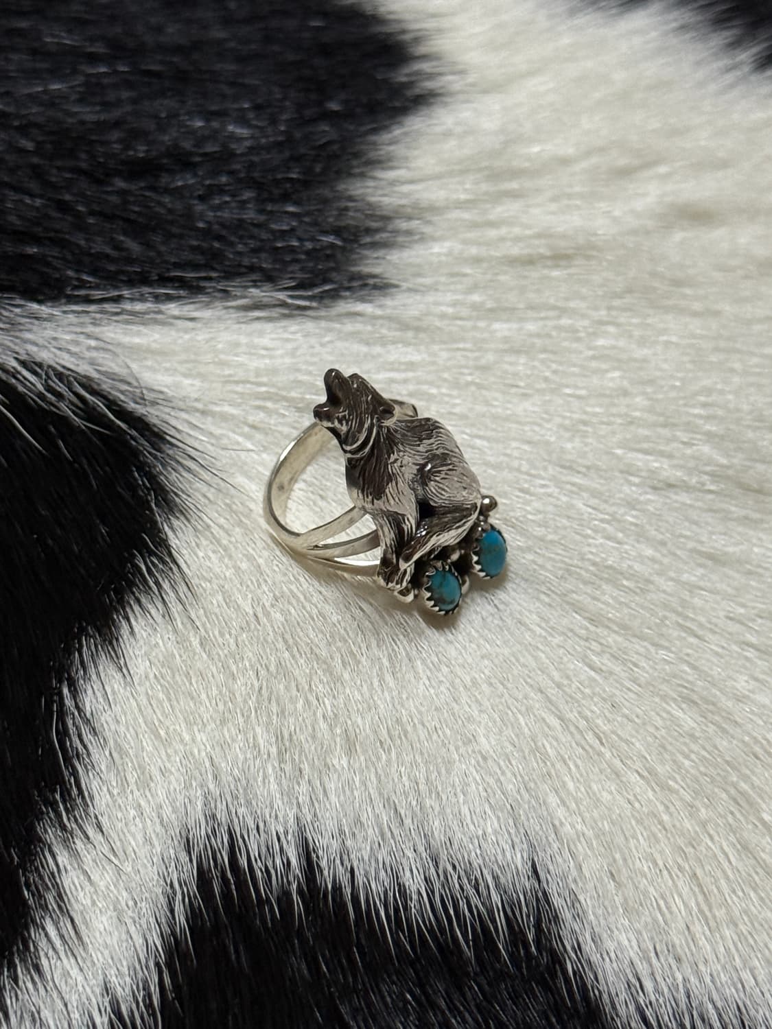 터키석 늑대 웨스턴 반지 925 실버 상품이미지3