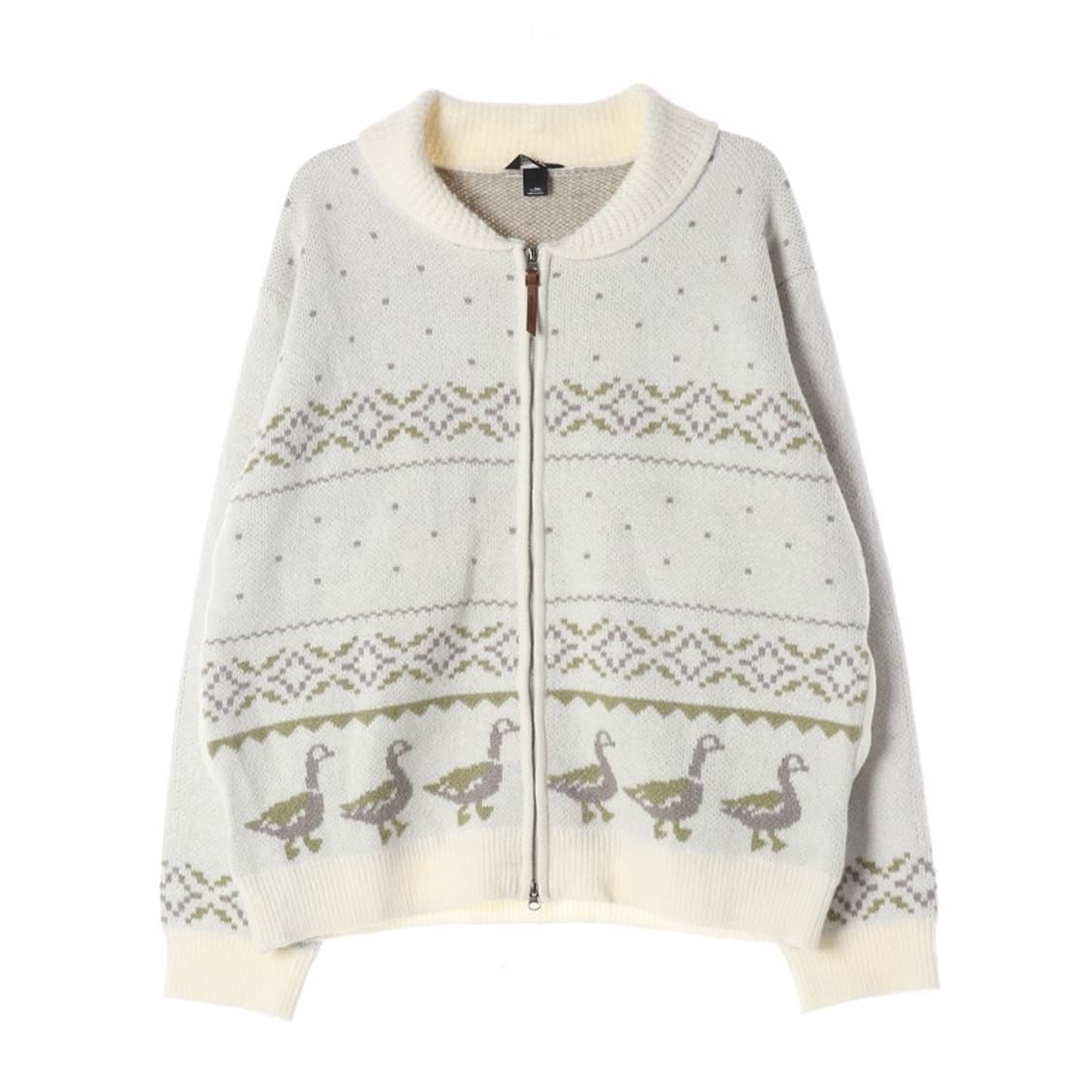 에디바우어 구스 그래픽 자카드 니트 집업 2XL 상품이미지1