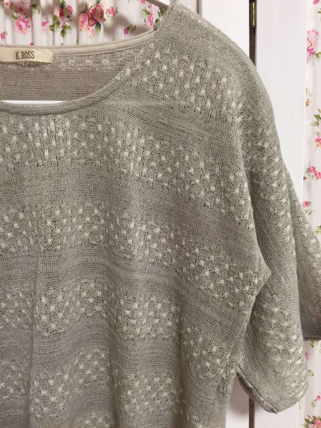빈티지 그레이 도트 니트 탑 상품이미지3