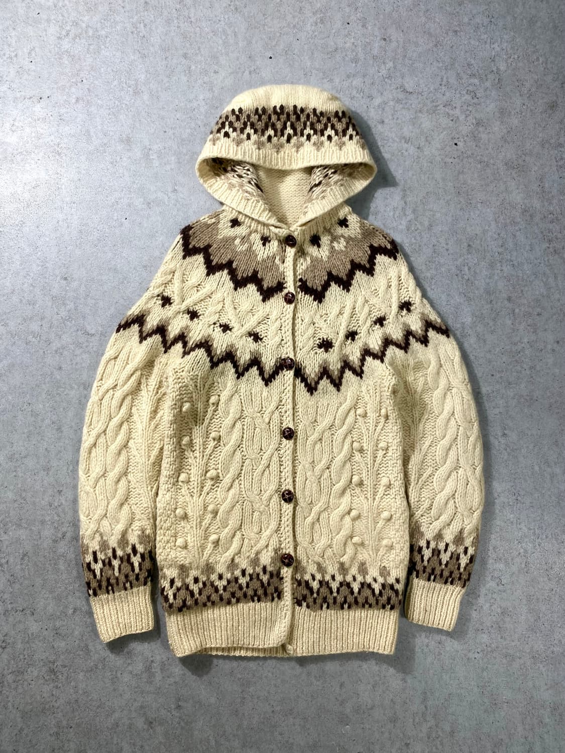 [M] Vintage 빈티지 우먼스 핸드니트 후드 가디건 상품이미지1