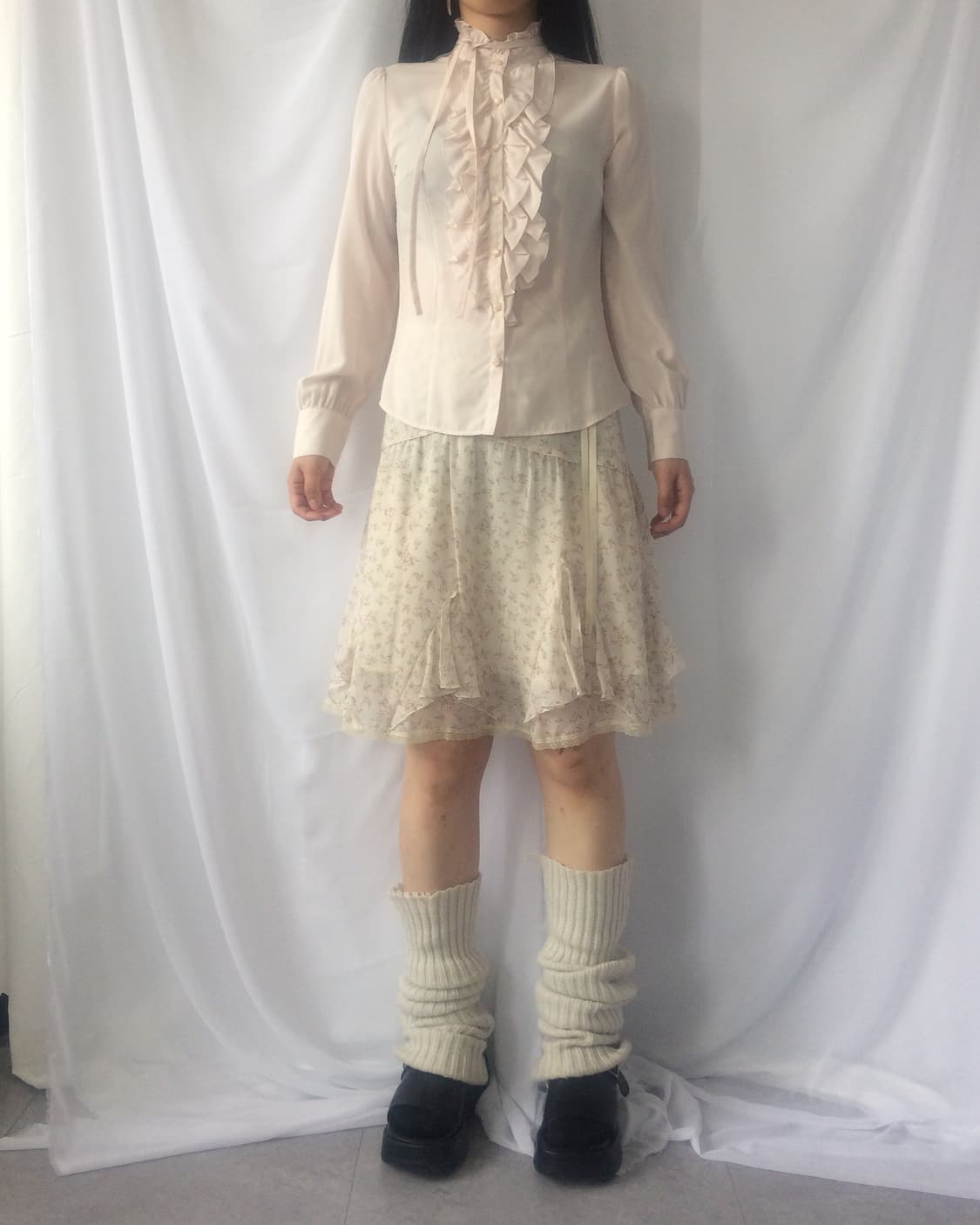 Flower pattern tied midi skirt 상품이미지5