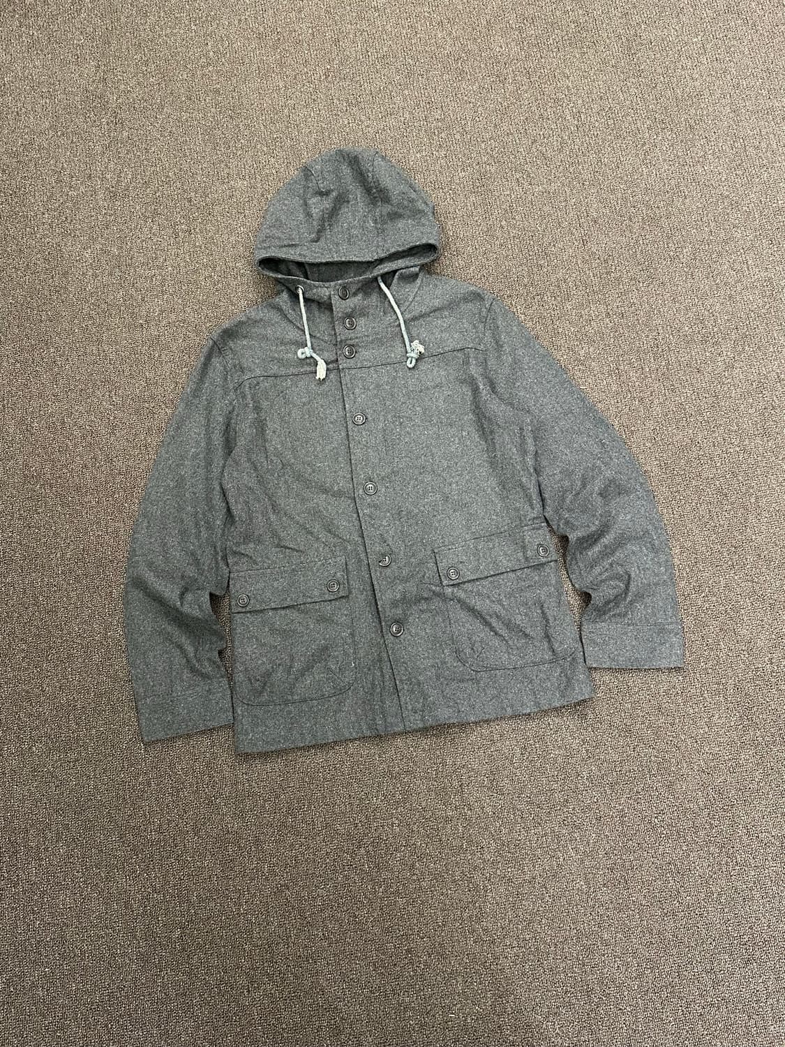 3)Japanese vintage 차콜 울 후드 코트자켓 상품이미지3