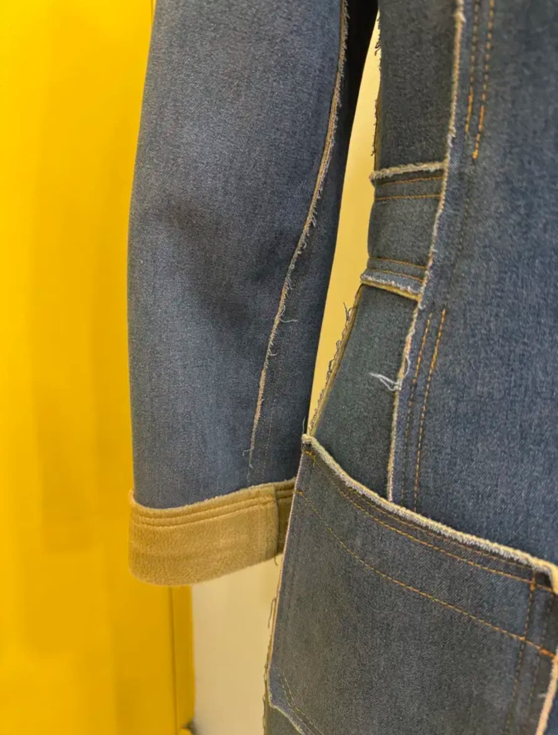 Mouti:f 빈티지 데님 배색 롱코트 상품이미지5