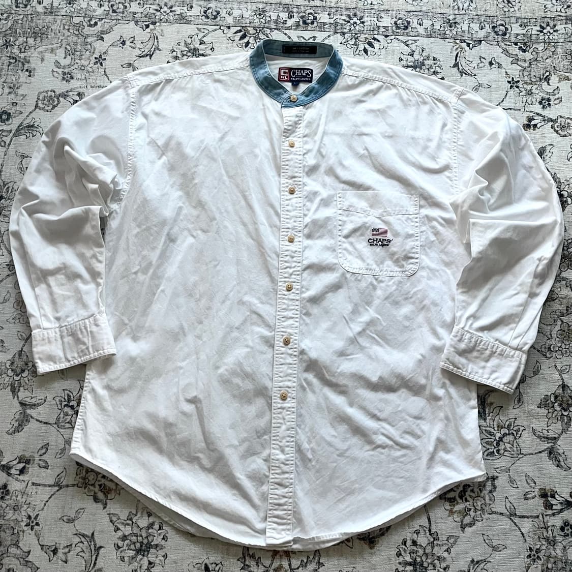 챕스 데님 차이나 카라 성조기 자수 셔츠 상품이미지2