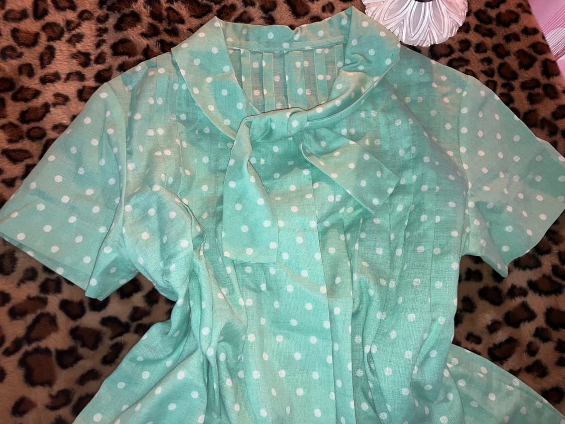 jpn 민트 도트 블라우스 상품이미지1