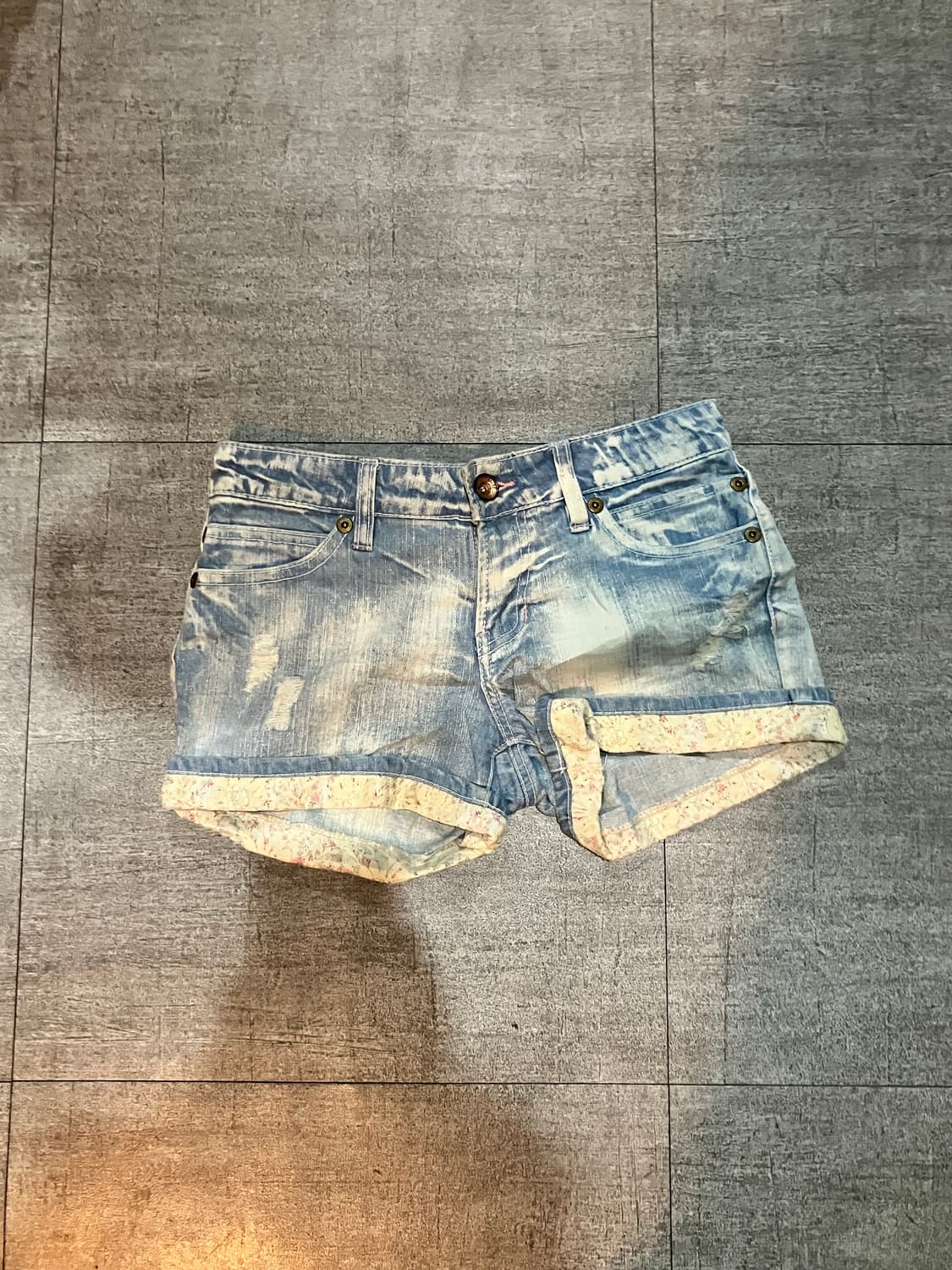 일본빈티지 Garment 핀터깔y2k 히메갸루펑크 페어리플라워 데님반바지 상품이미지2