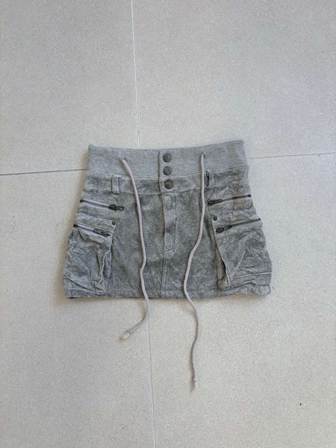 그레이 벨벳 카고 스커트 상품이미지1