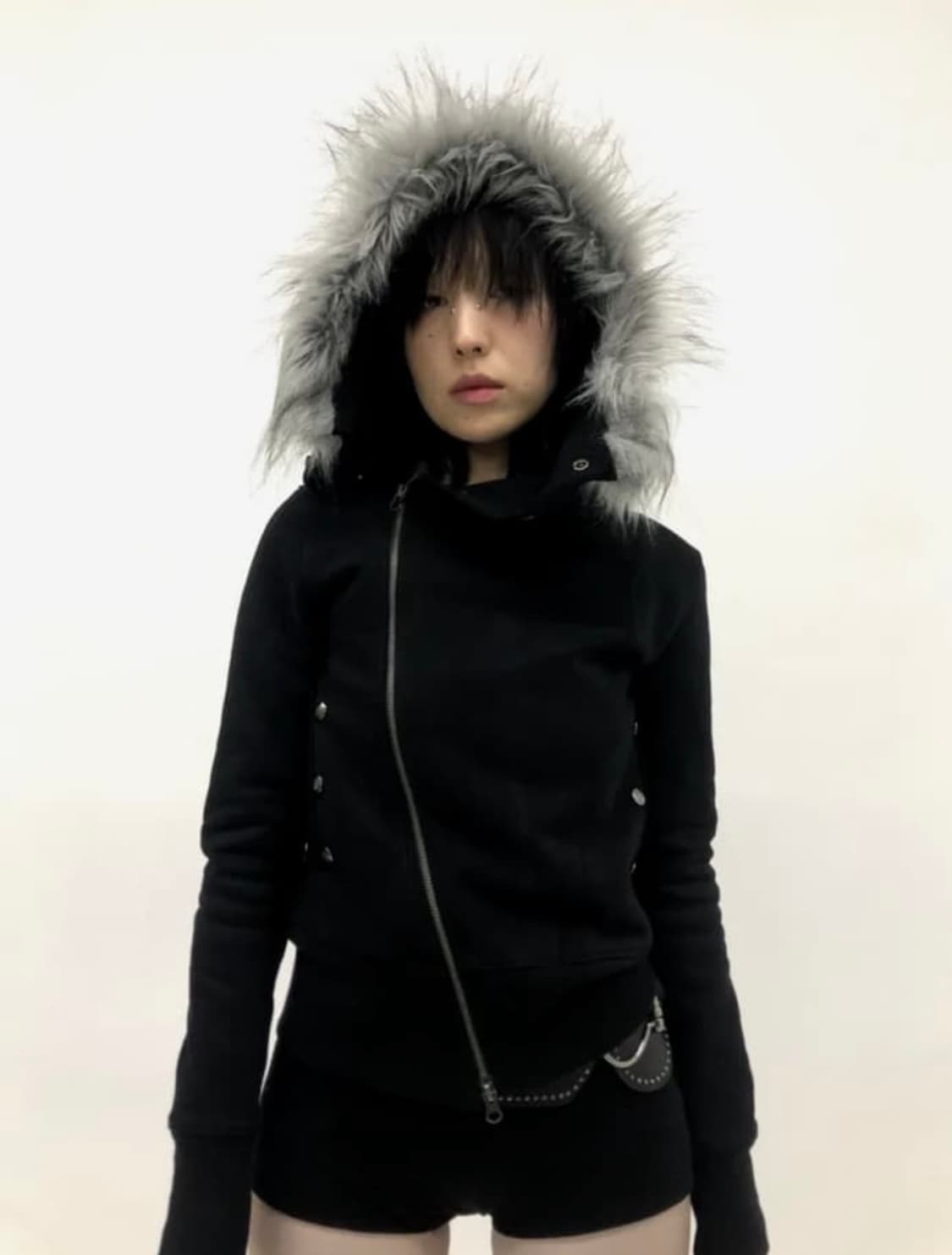begbegbeg unbalanced fur hoodie 퍼후드자켓구해요 상품이미지1