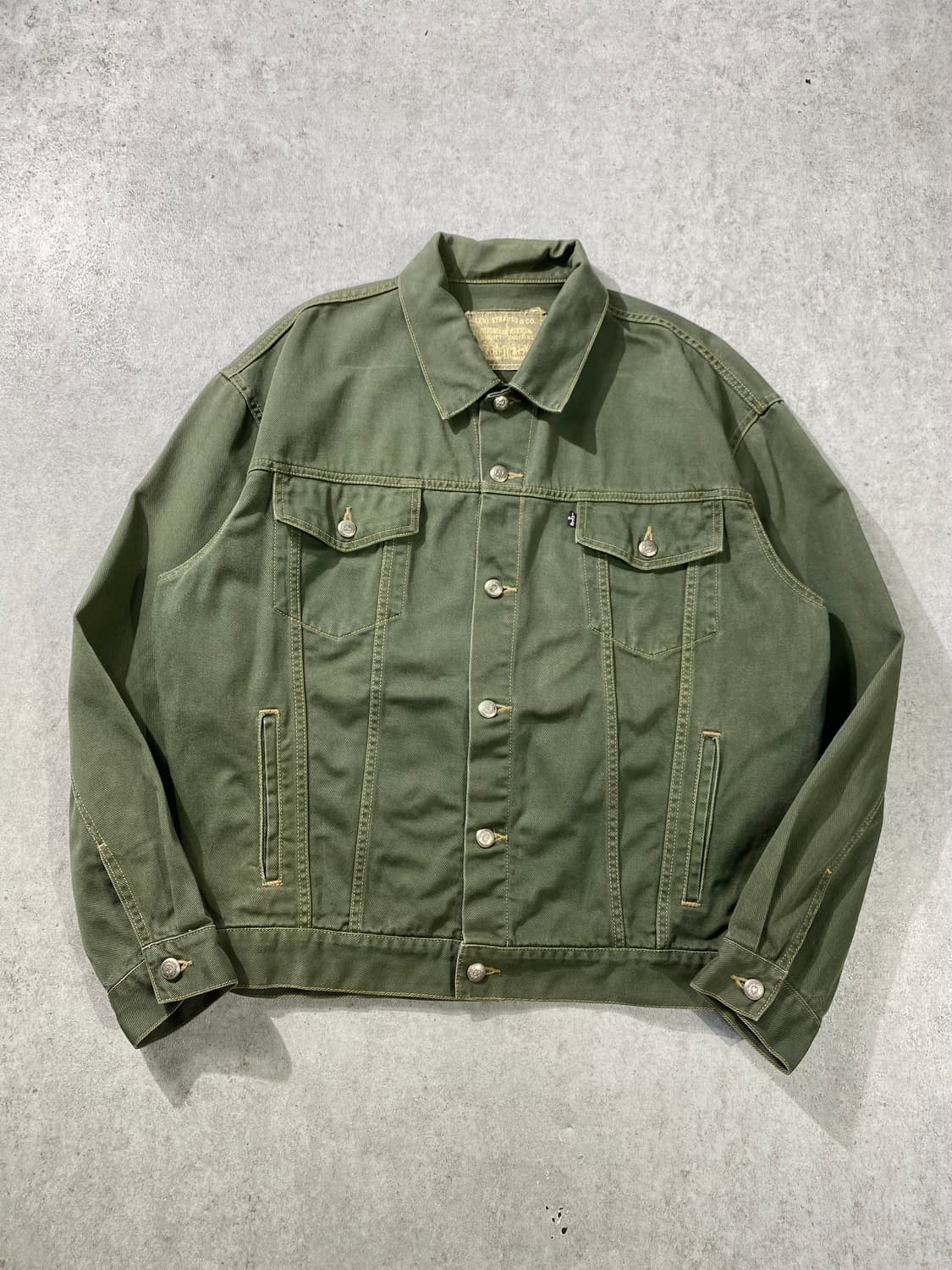 [100] 00s Levi's 리바이스 블랙탭 그린워시드 데님자켓 상품이미지1