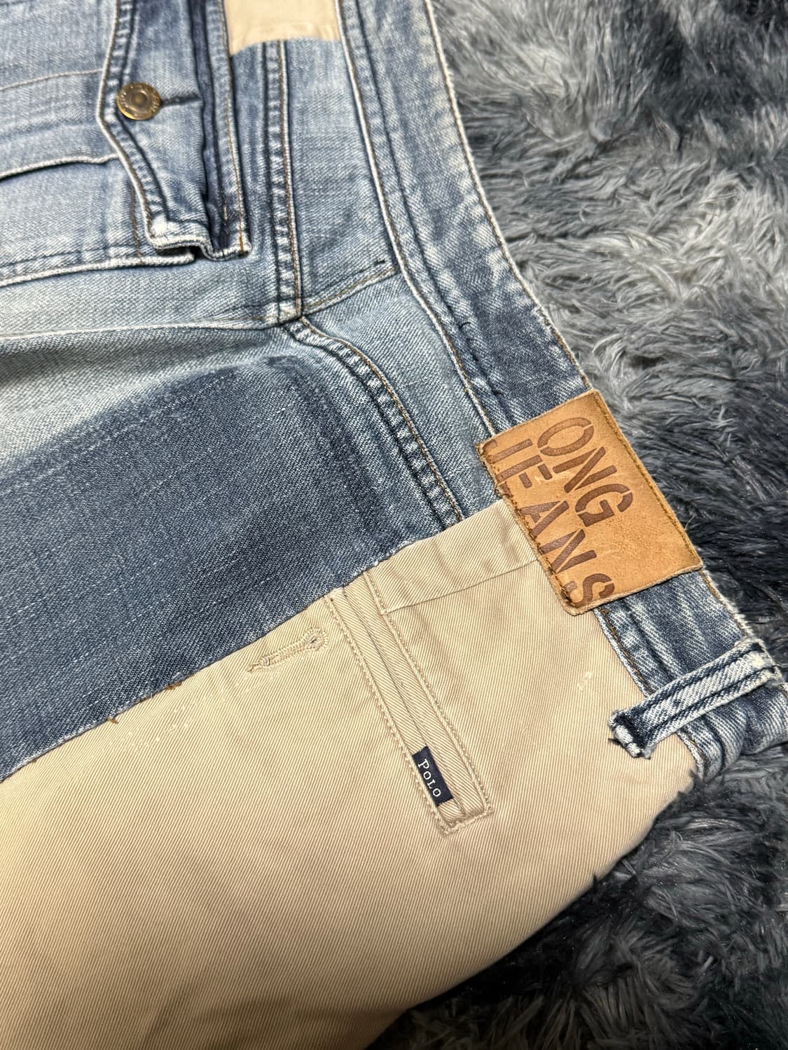 vintage연청데님 × 카키슬랙스 배색 팬츠 상품이미지3