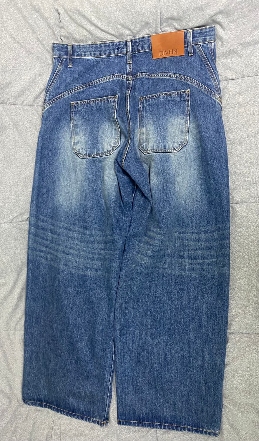 다이브인 커브드 데님 팬츠 워시드 다크 블루 2 상품이미지3
