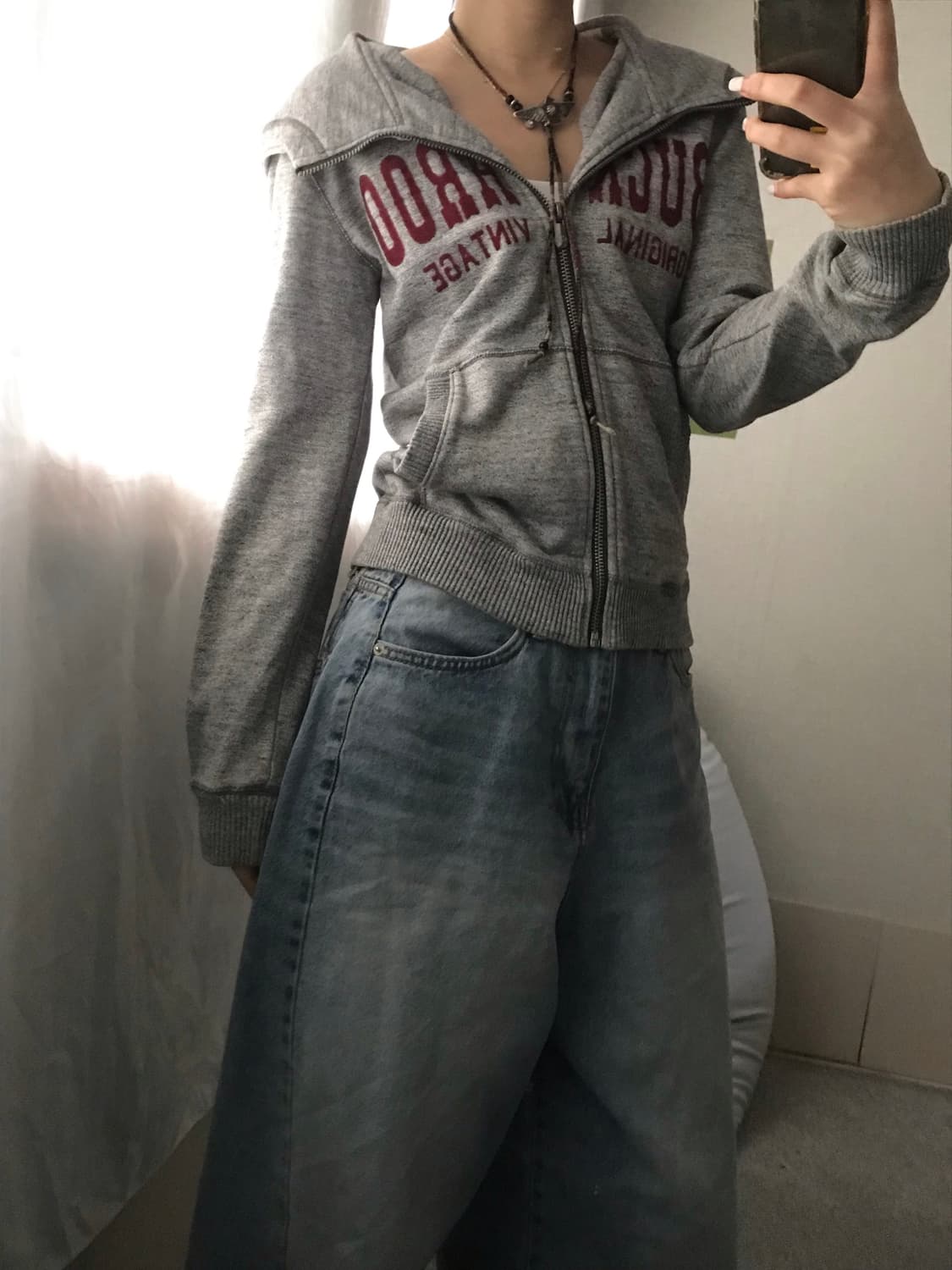 버카루 그레이 로고 후드집업 상품이미지5