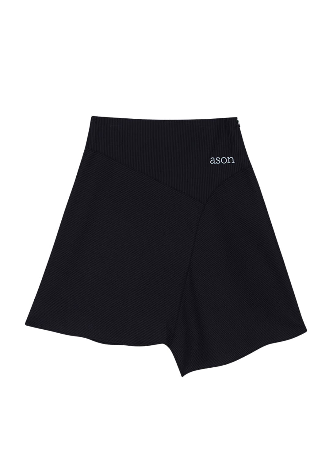애즈온 프레피 언발란스 스커트 블랙 상품이미지2