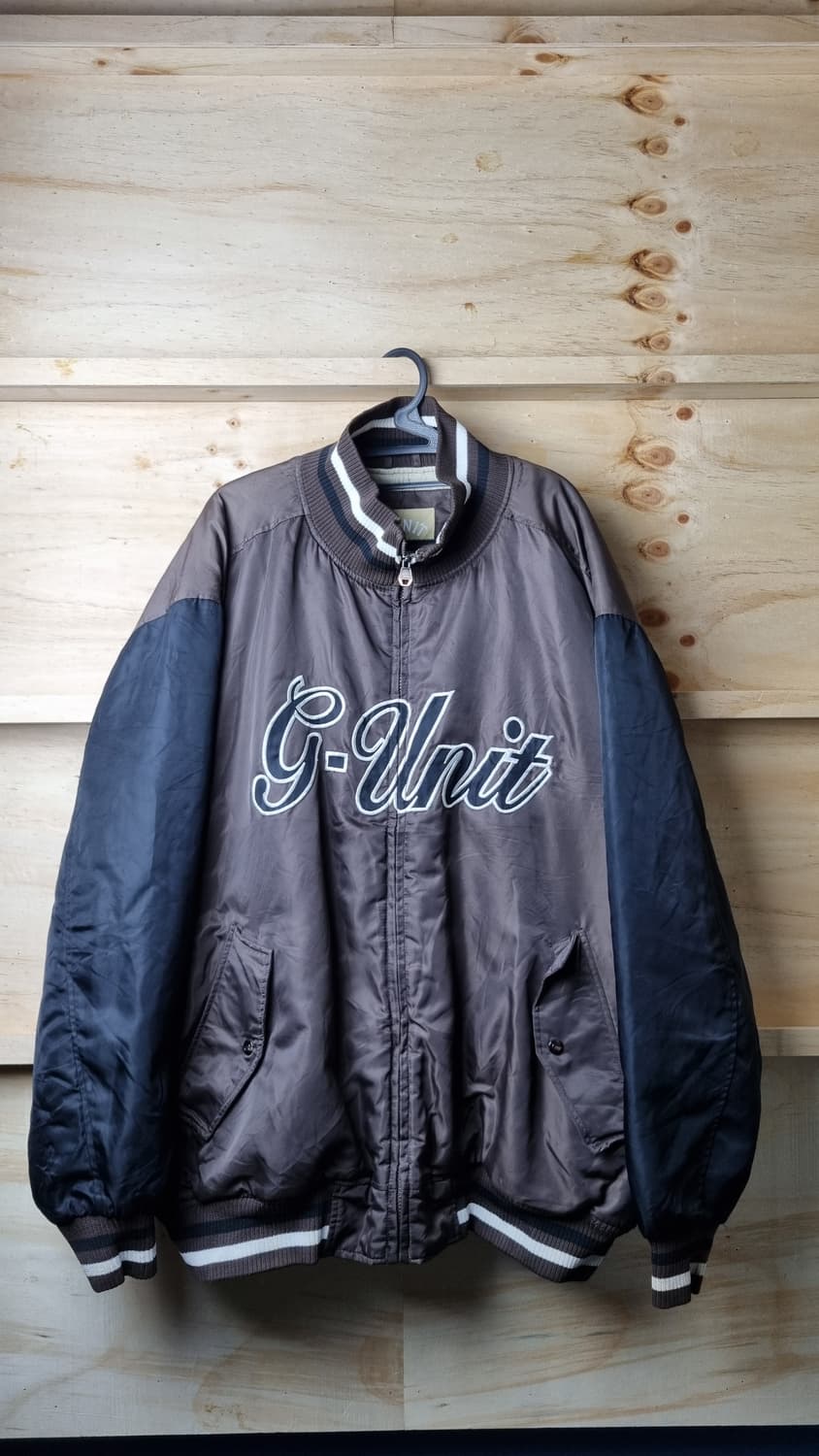 G-Unit 빈티지 헤비 바시티 점퍼 브라운 네이비 배색 자켓 (3XL) 상품이미지1