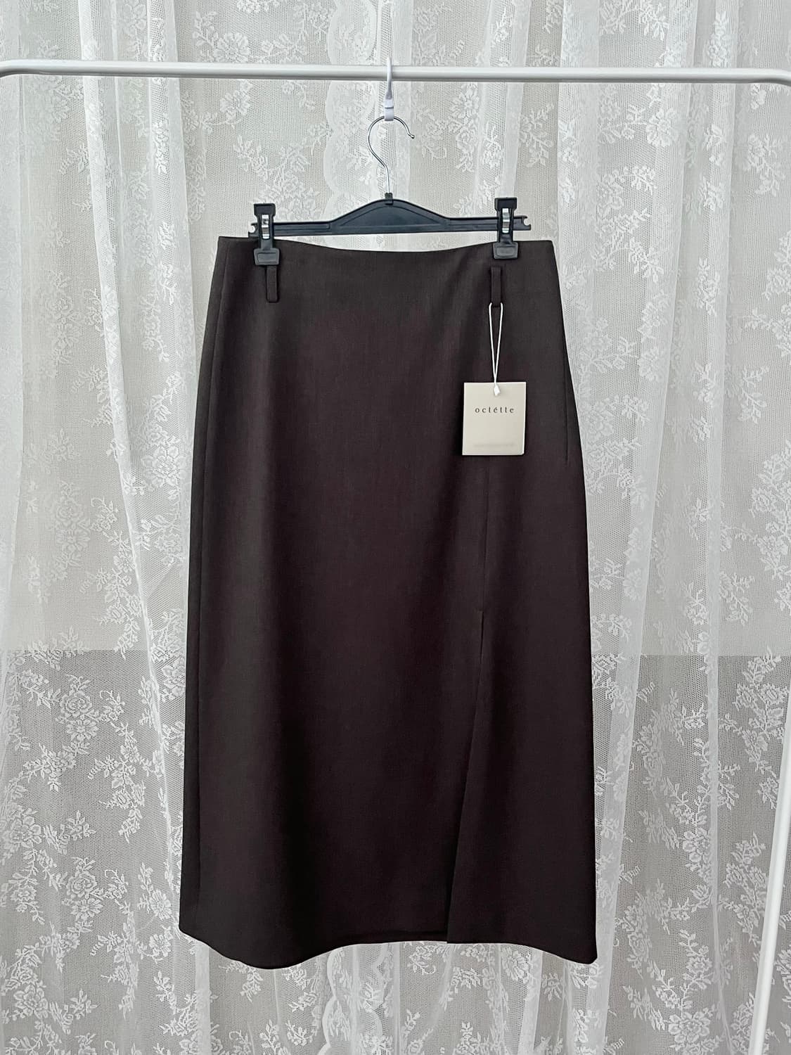 M) 새상품 오떼뜨 디어 슬릿 롱스커트 다크브라운 상품이미지2