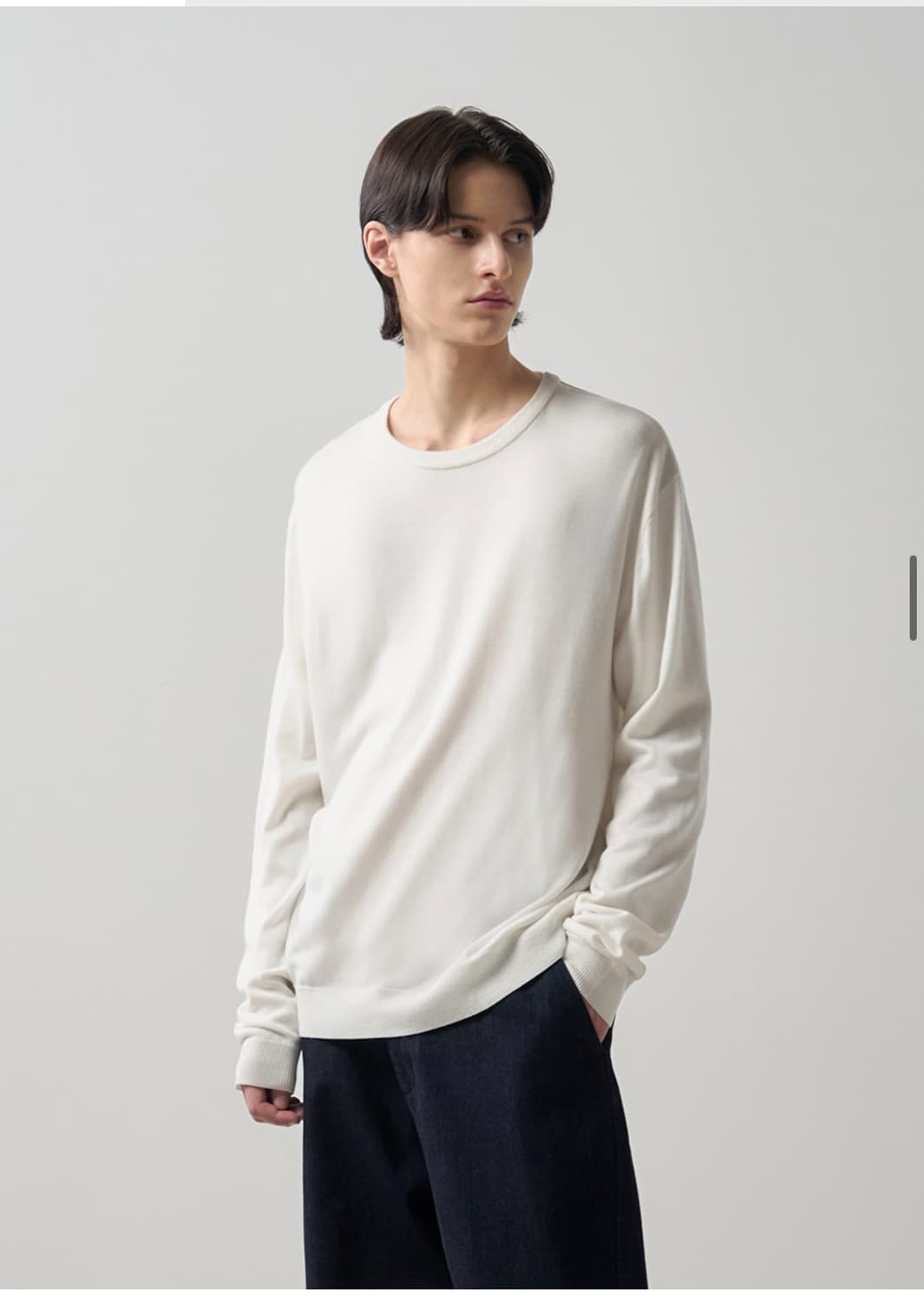 (L) 드로우핏 실크 라운드 풀오버 니트 [CREAM] 판매 상품이미지6