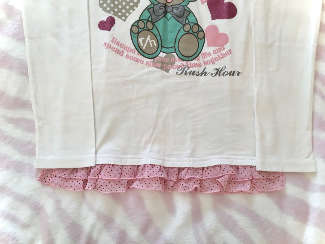 민트베어 도트하트 글리터 레터링 헤이세이 조지후쿠 팝갸루 롱슬리브 티셔츠 상품이미지5