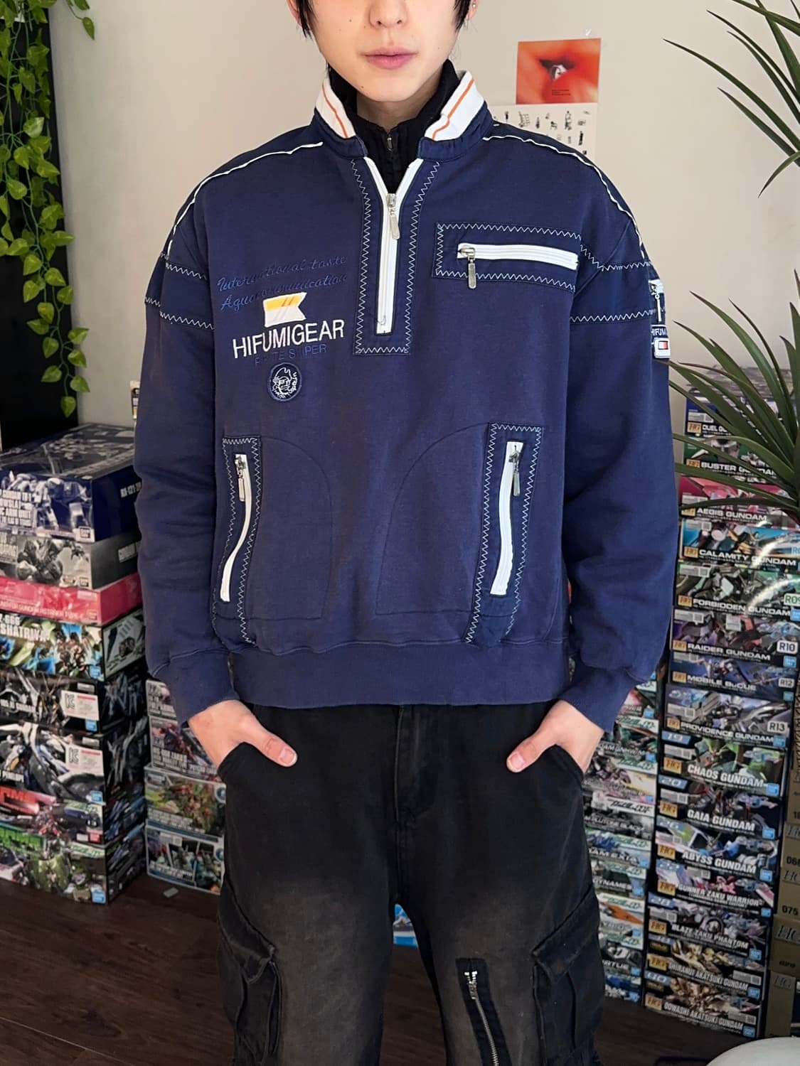 Hifumi Gear 스티치 & 지퍼 디테일 하프 집업 상품이미지6