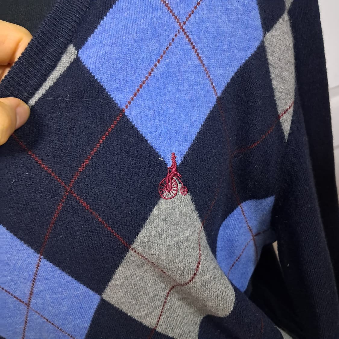 빈폴 아가일 V넥 모 100% 니트 100~105 상품이미지6