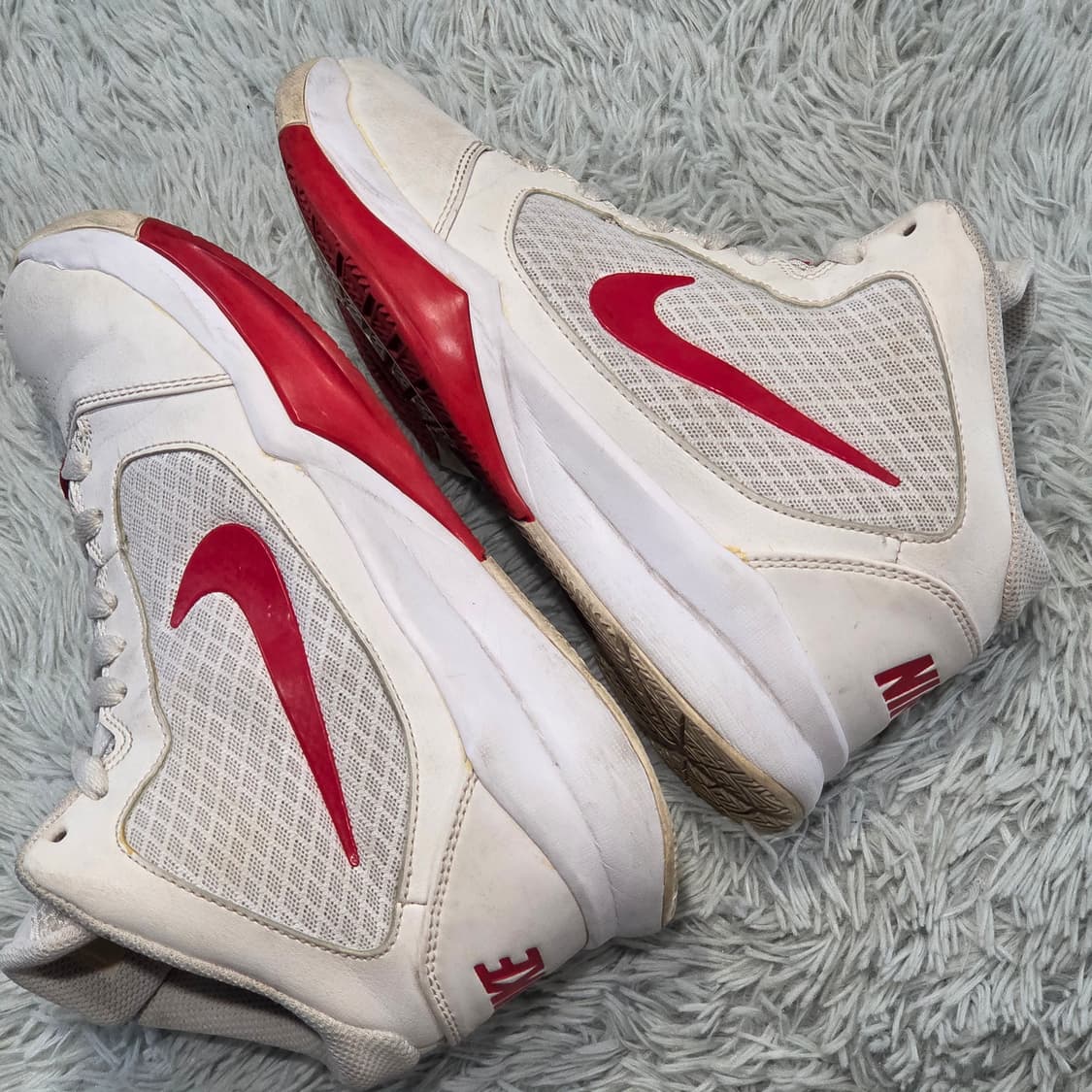 3q-1:나이키 레드 스우시 하이컷 농구화 화이트/레드 (23.5cm) 상품이미지8