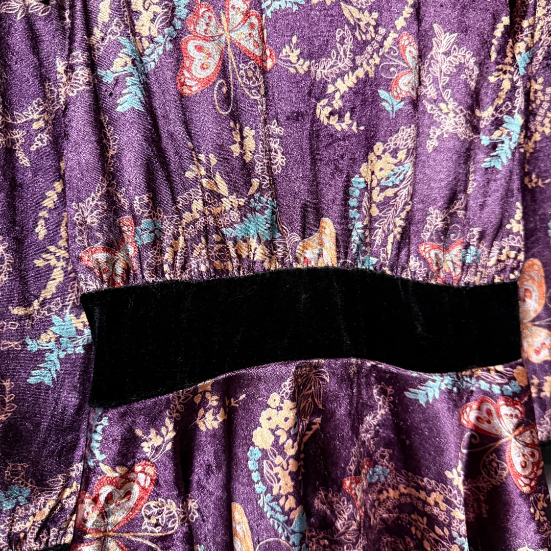 VTG 빈티지 퍼플 오리엔탈 벨벳 언발 플레어 블라우스 상품이미지9