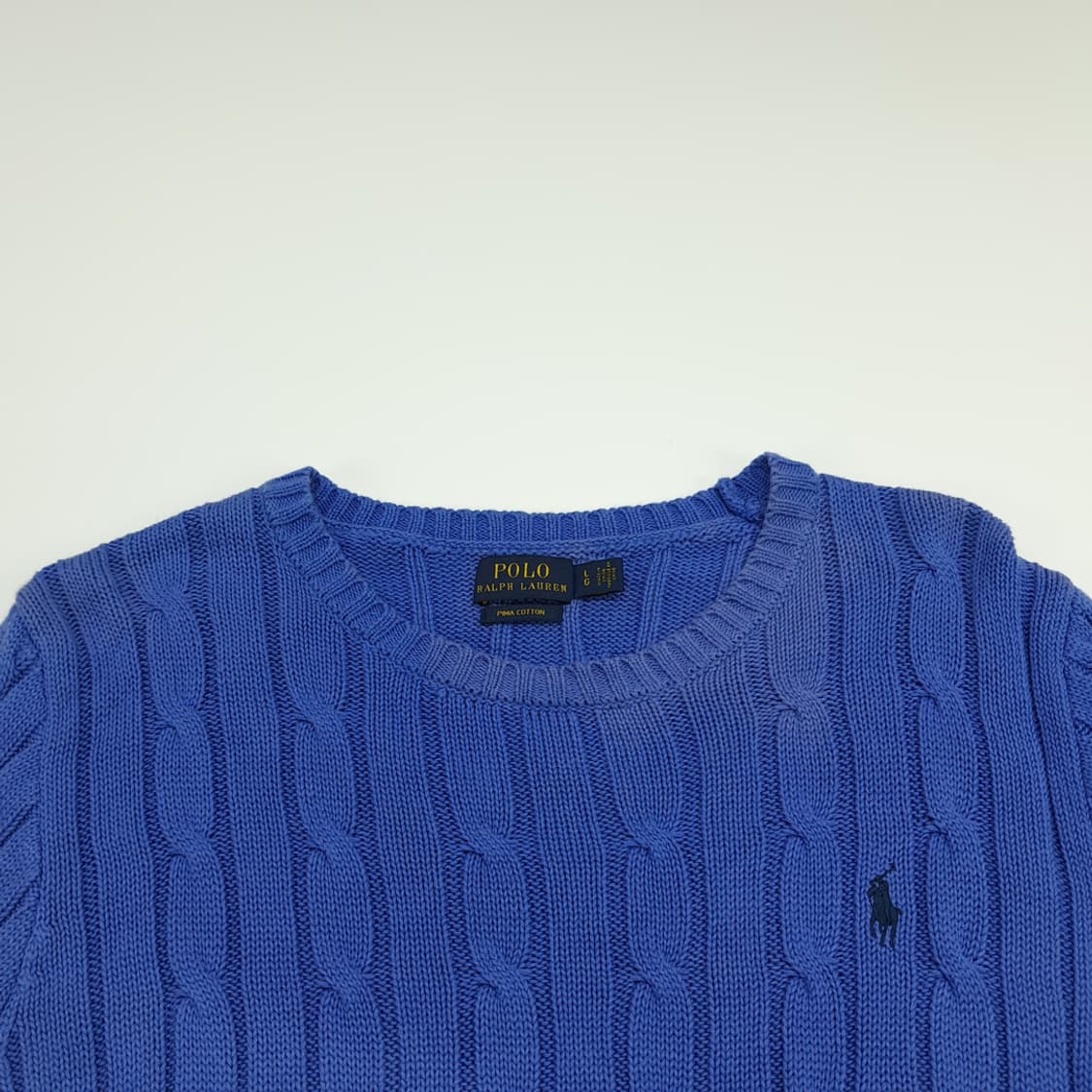 CN742W L 폴로 랄프로렌 로얄블루 케이블 반팔 니트 스웨터 상품이미지2