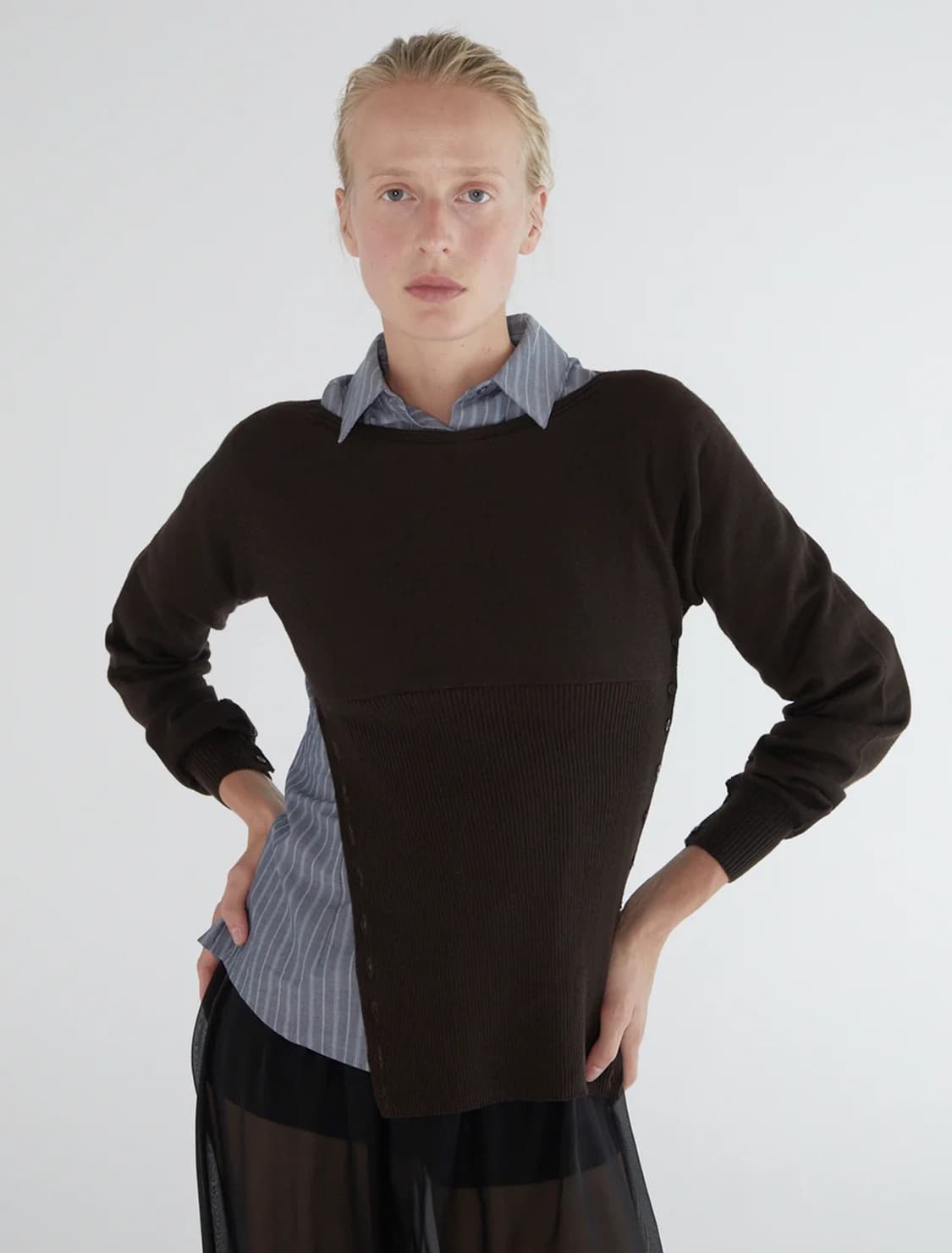 [S,M]팔로마울 Fa 버튼 니트/브라운 상품이미지6