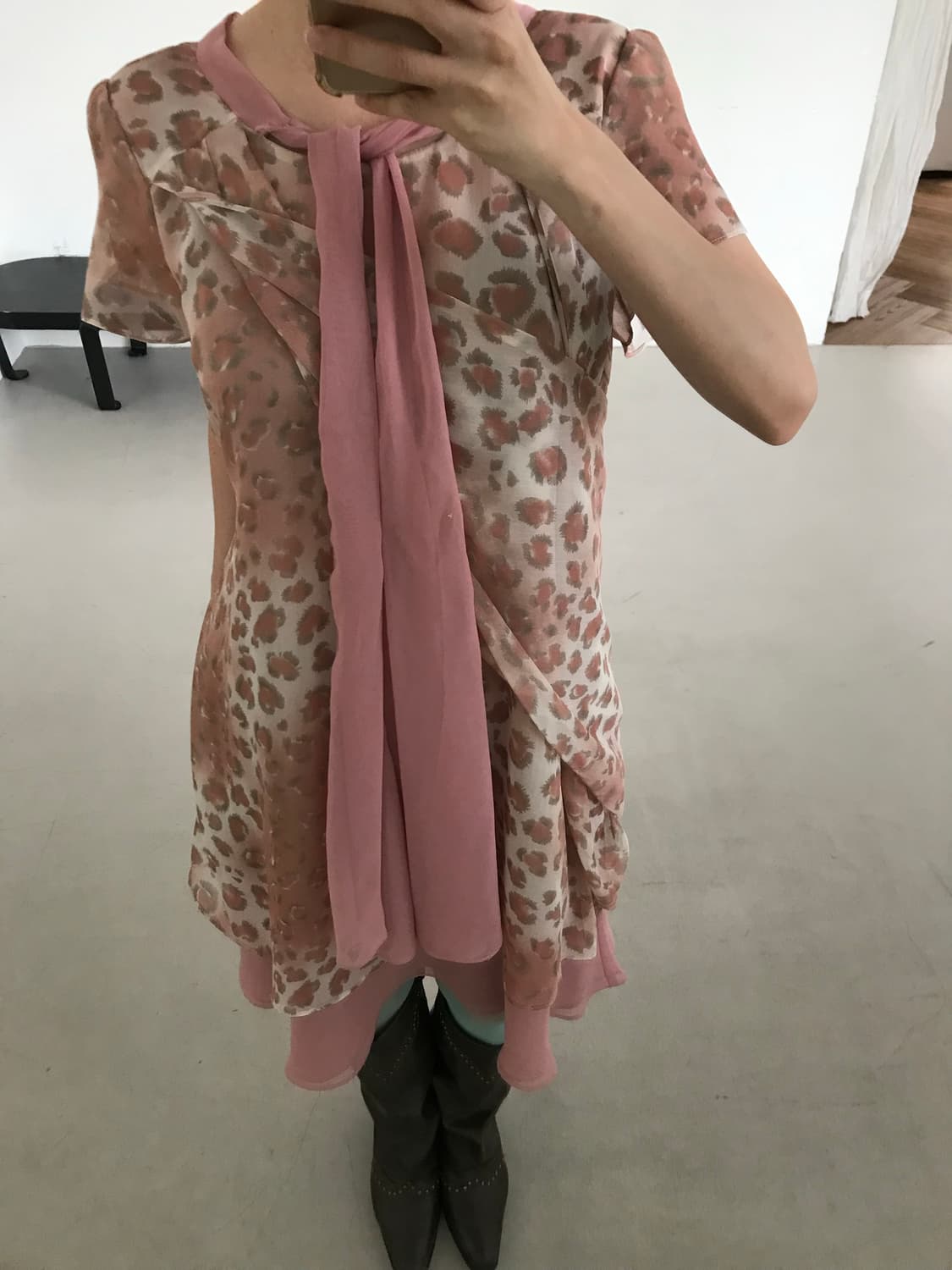 vintage pink scarf one-piece 상품이미지2
