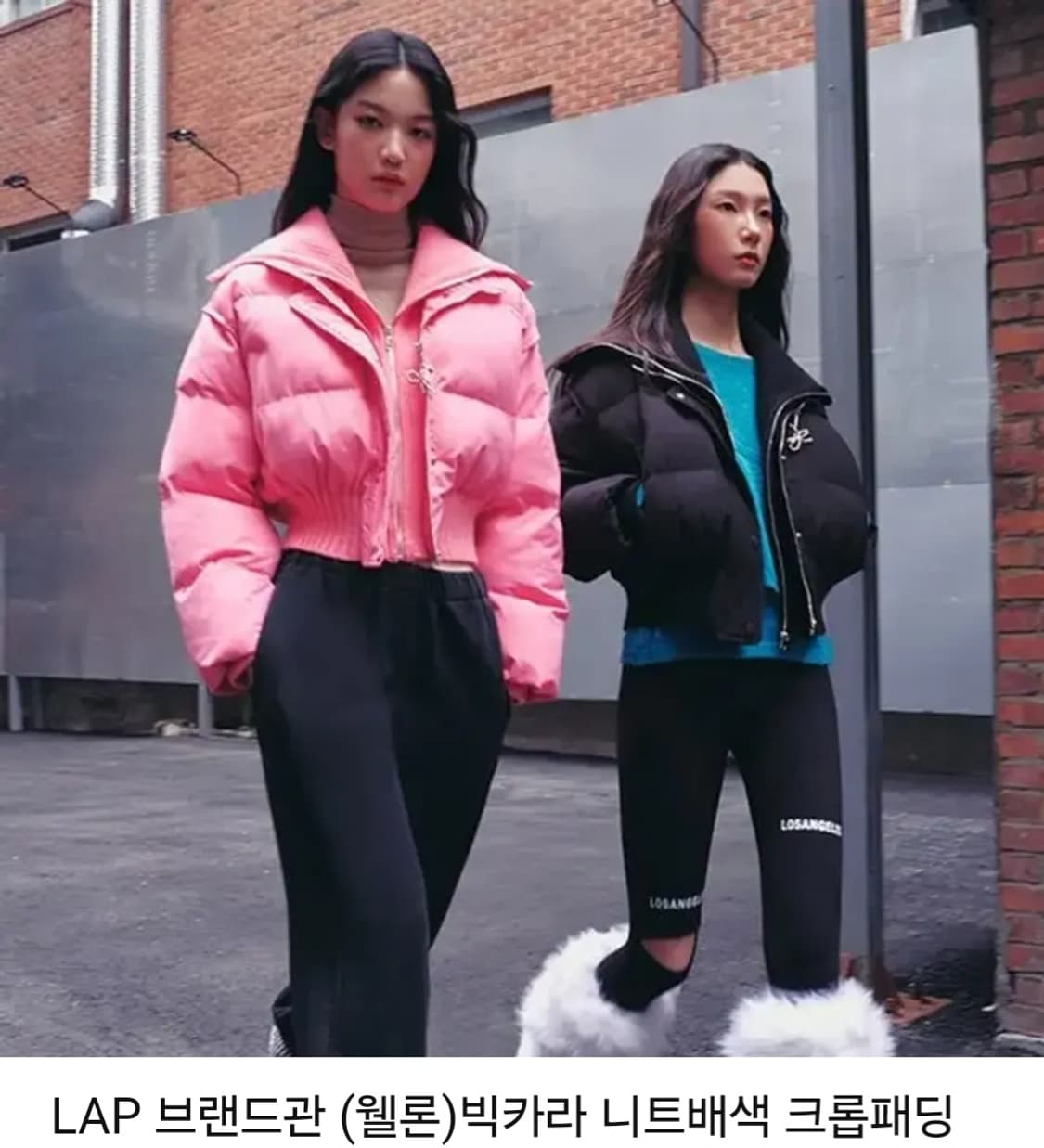(새상품)LAP 핑크 니트 배색 크롭 패딩 상품이미지6