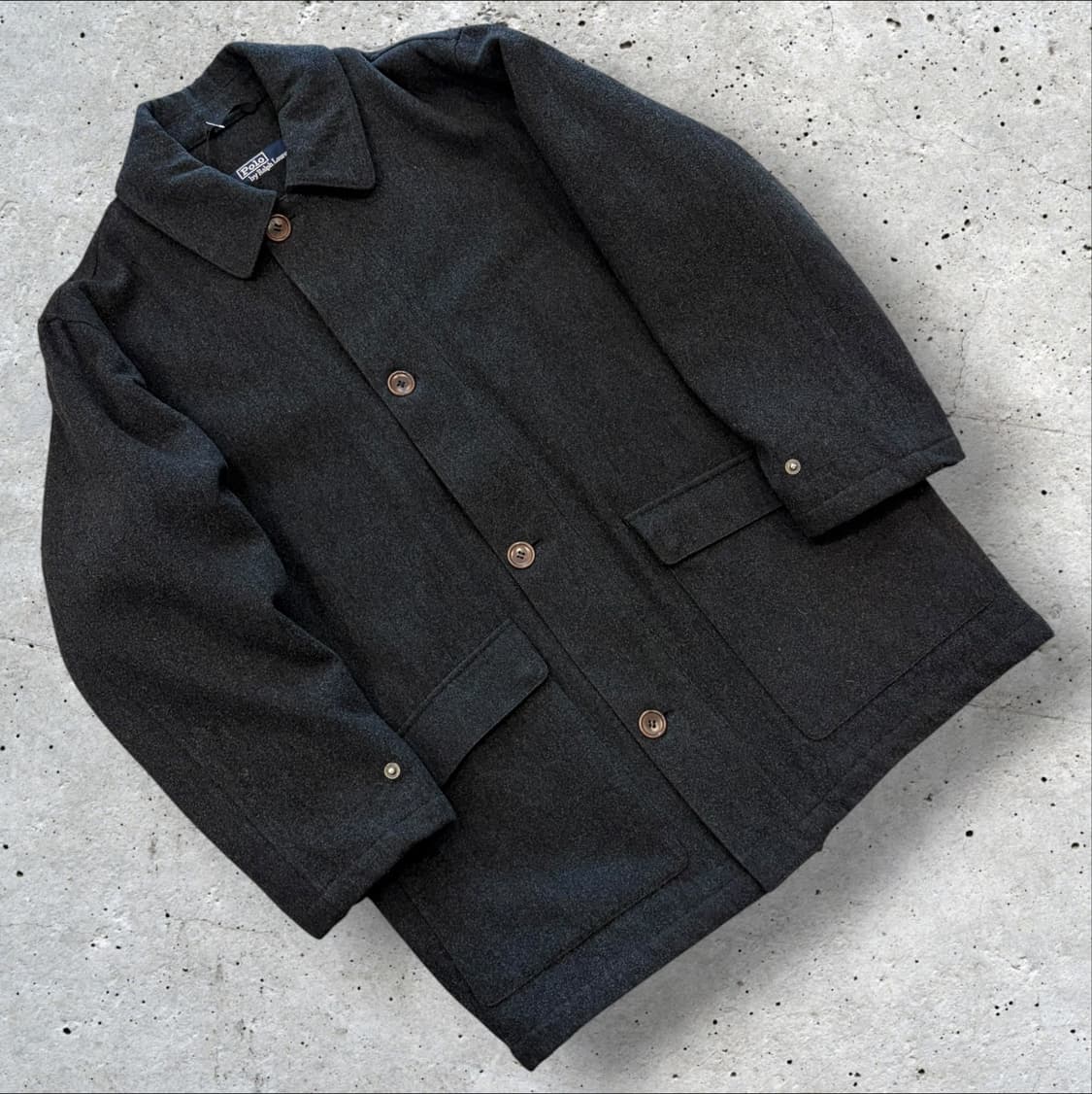 [100] 90s 폴로 랄프로렌 패티드 다크그레이 울 코트 D789 상품이미지1