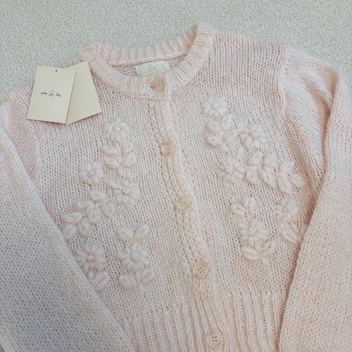 리엘 마시멜로 니트 가디건 파우더 핑크 상품이미지4