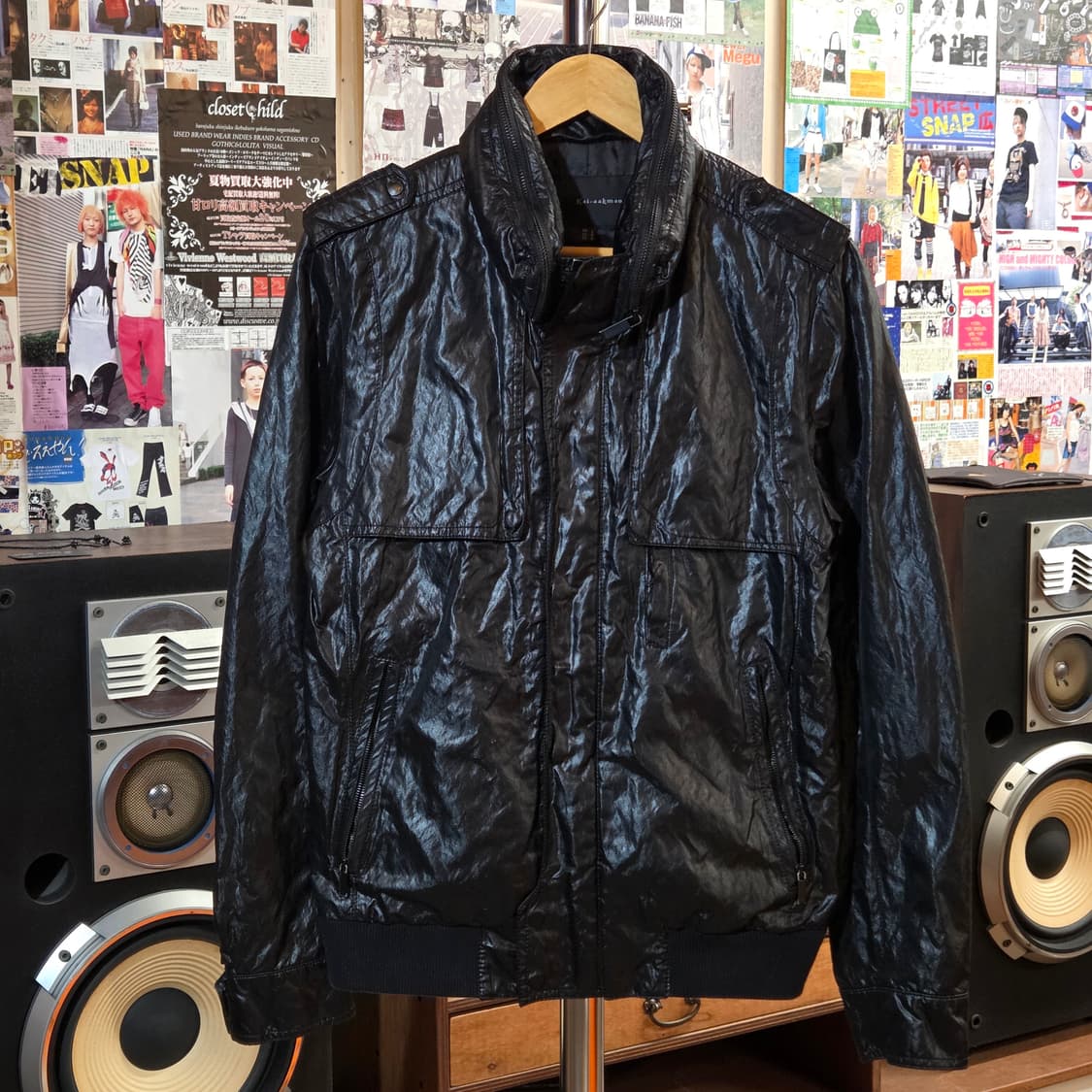 빈티지 유광 락시크 하이넥 자켓 상품이미지1