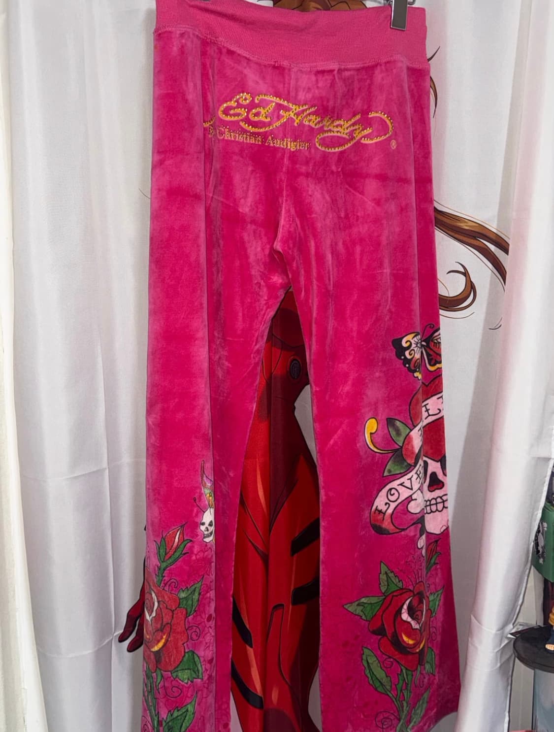 에드하디ed hardy 로라이즈 벨벳 트레이닝 팬츠  상품이미지2