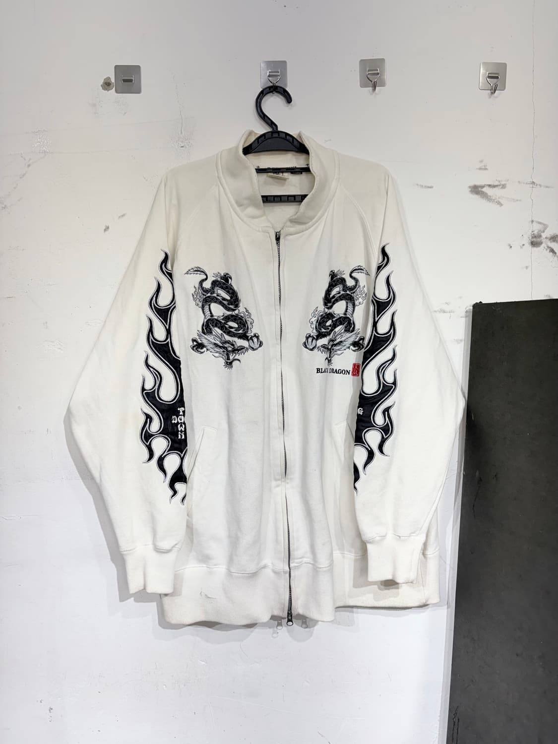 도그 타운 용 자수 대대장 오리엔탈 화이트 오버핏 집업 져지 XL 상품이미지8