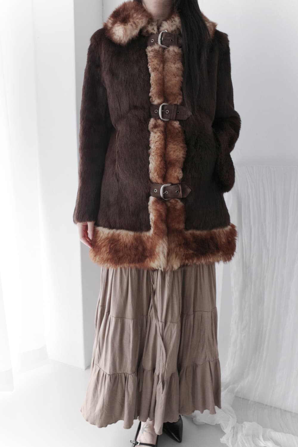 fox fur buckle coat 상품이미지6