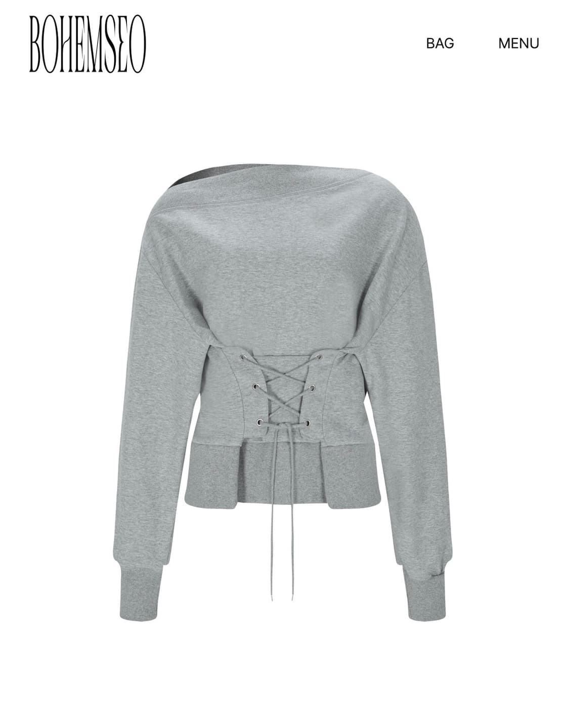 보헤미안서울 보헴서 코르셋 오프숄더 맨투맨 스웻셔츠 그레이 새상품 상품이미지1