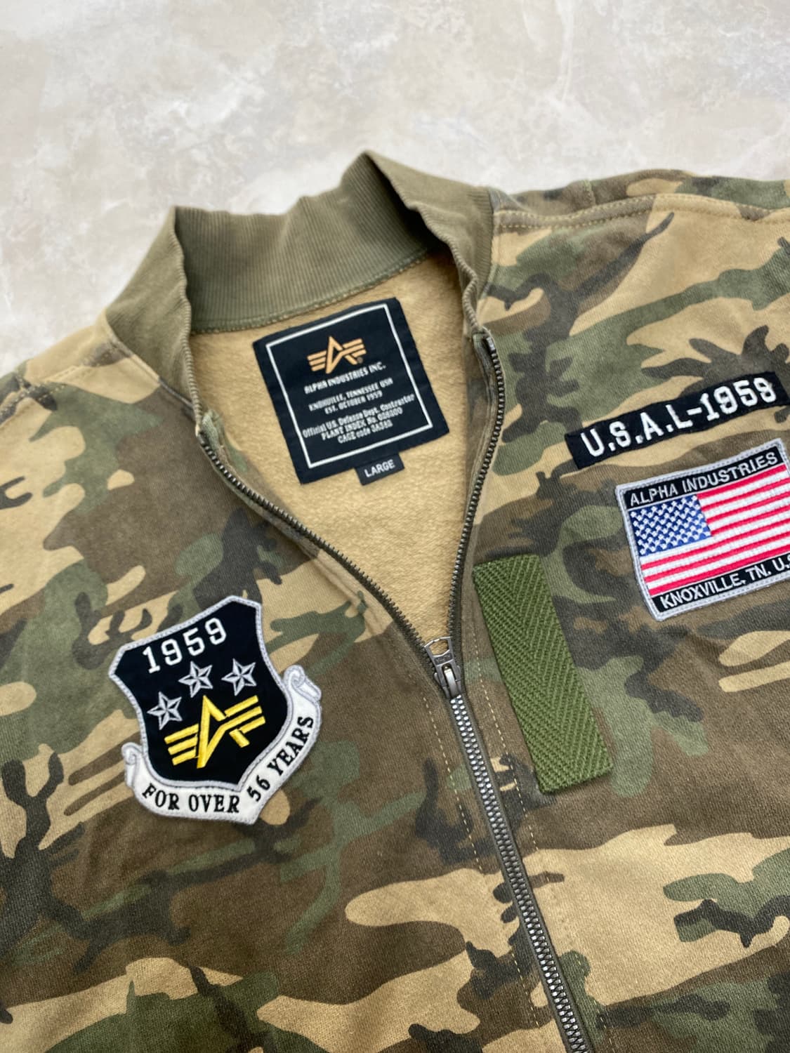 알파인더스트리 카모 코튼 스웻 MA-1 자켓 L 상품이미지3