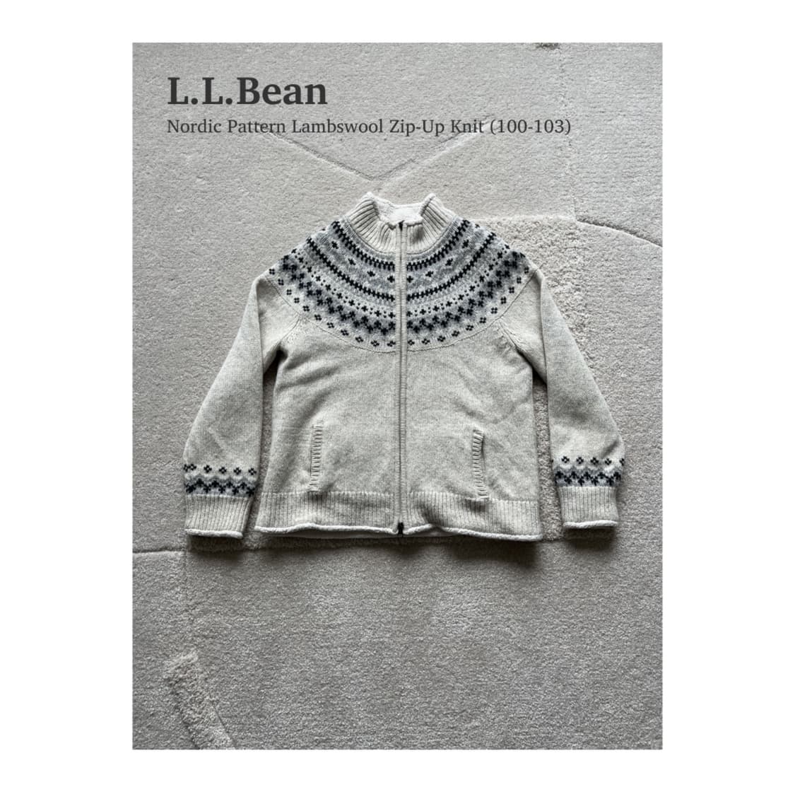 엘엘빈 노르딕 패턴 램스울 니트 집업 (100-103) 상품이미지1