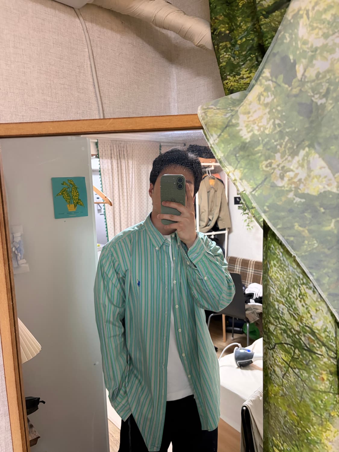 XL) 폴로 랄프로렌 클래식핏 스트라이프 셔츠 그린 상품이미지2