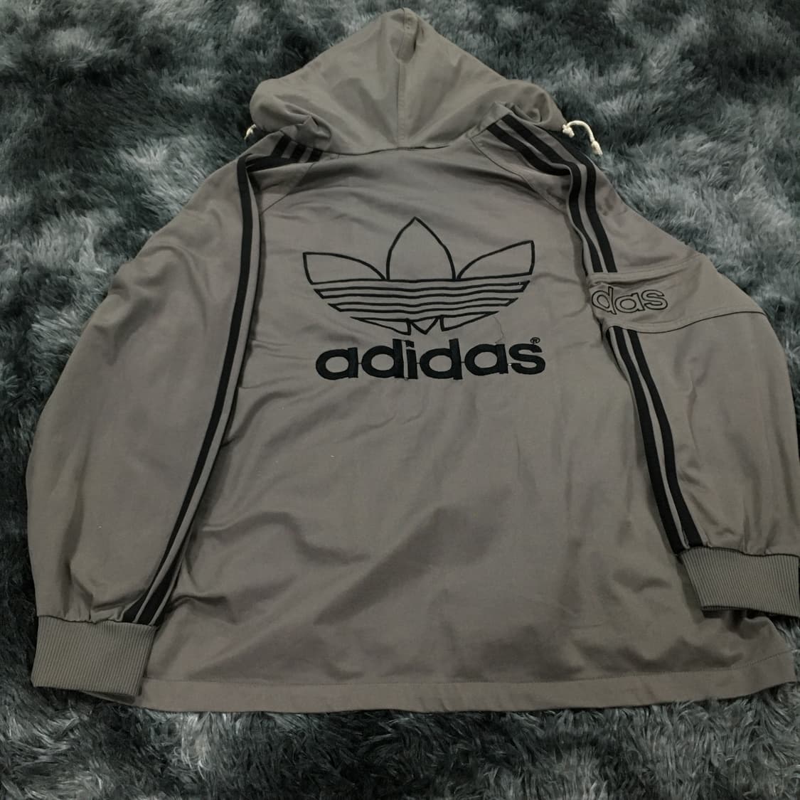 투티/0251 아디다스 하이넥 후드 져지 차콜 블랙 트랙탑 희귀 레어 상품이미지6