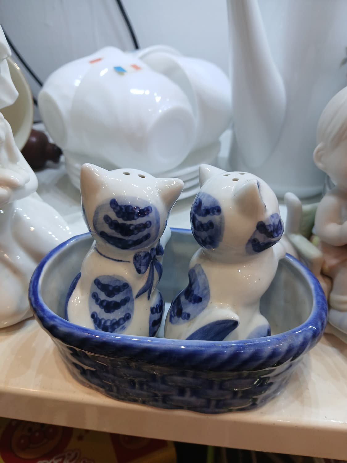 일본 빈티지 고양이 도자기 소금,후추통 셋트 상품이미지2