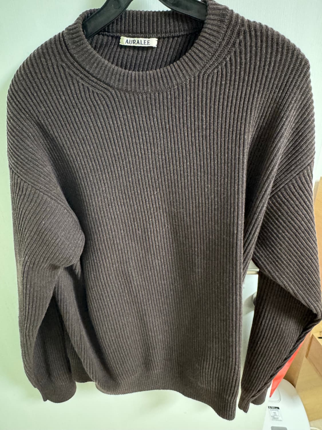 [4] 오라리 울 니트 립드 풀오버 브라운 상품이미지1