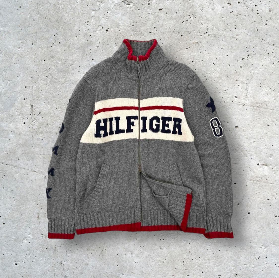 타미힐피거 빅로고 더블집 니트 가디건 상품이미지1