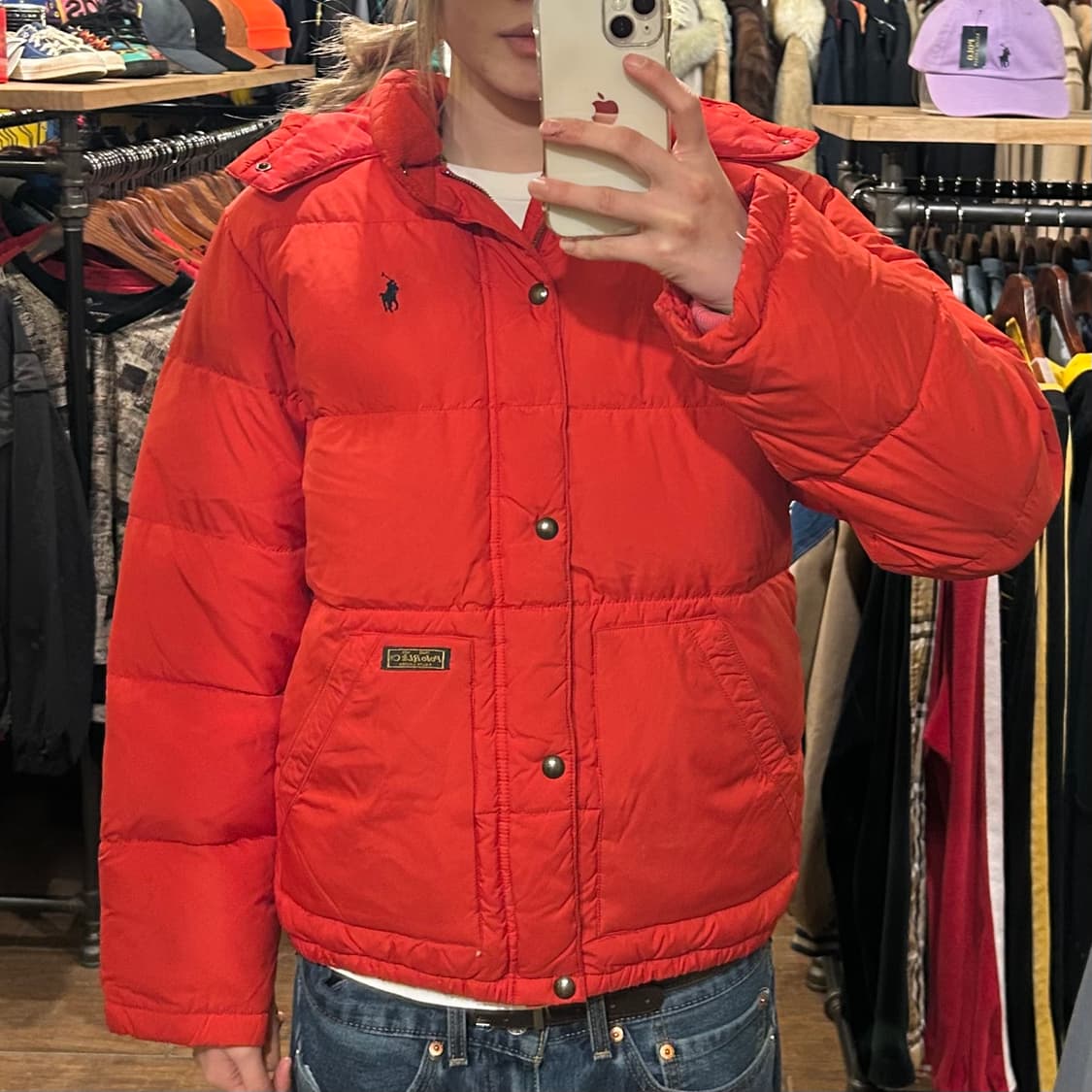 [HI] 폴로 숏 패딩 레드 상품이미지1