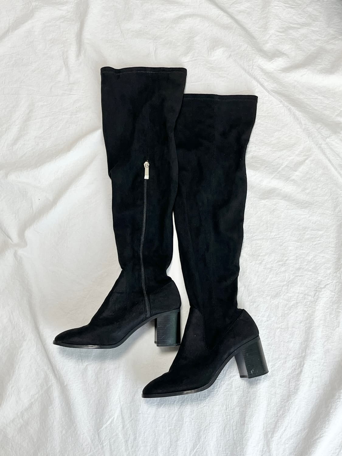 [37/240] 자라 블랙 스웨이드 싸이하이 롱부츠 상품이미지1