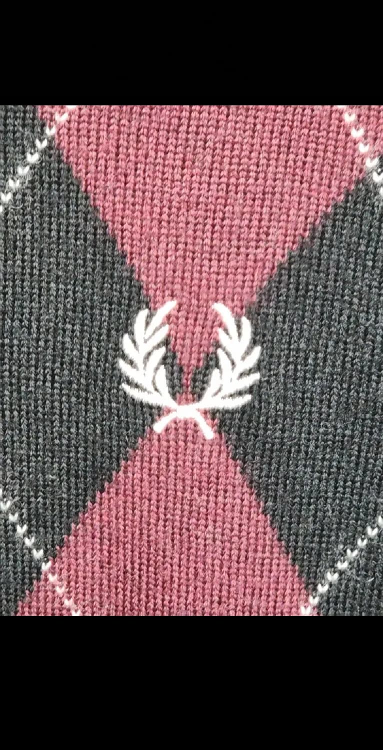 (M) 프레드페리 니트 아가일 브이넥 울스웨터  상품이미지4