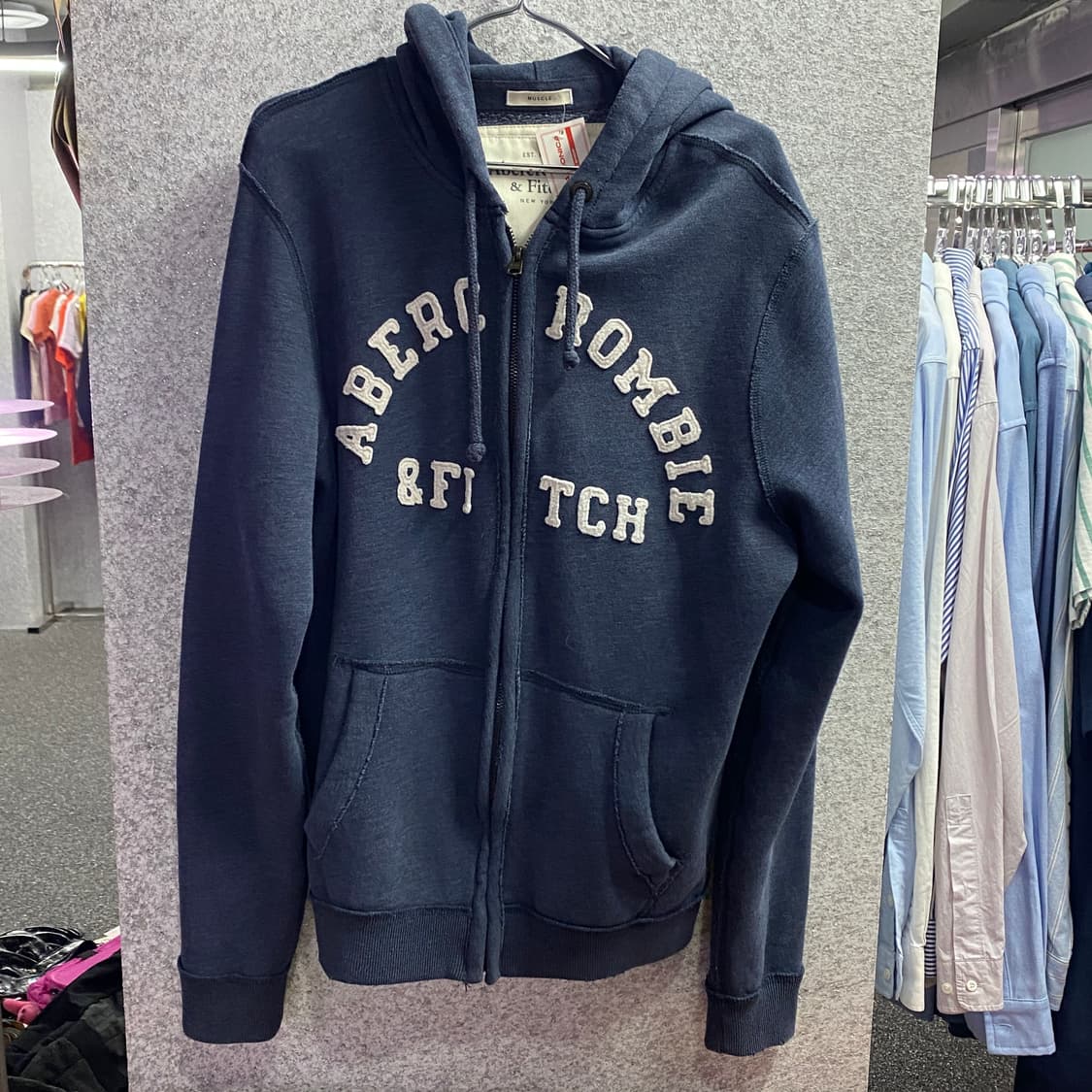 아베크롬비 아치로고 네이비 후드집업 B3341 상품이미지2