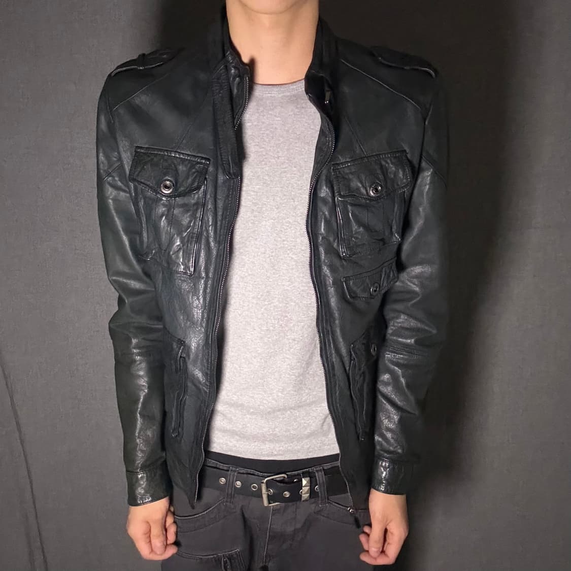 calfskin pocket leather jacket 상품이미지4