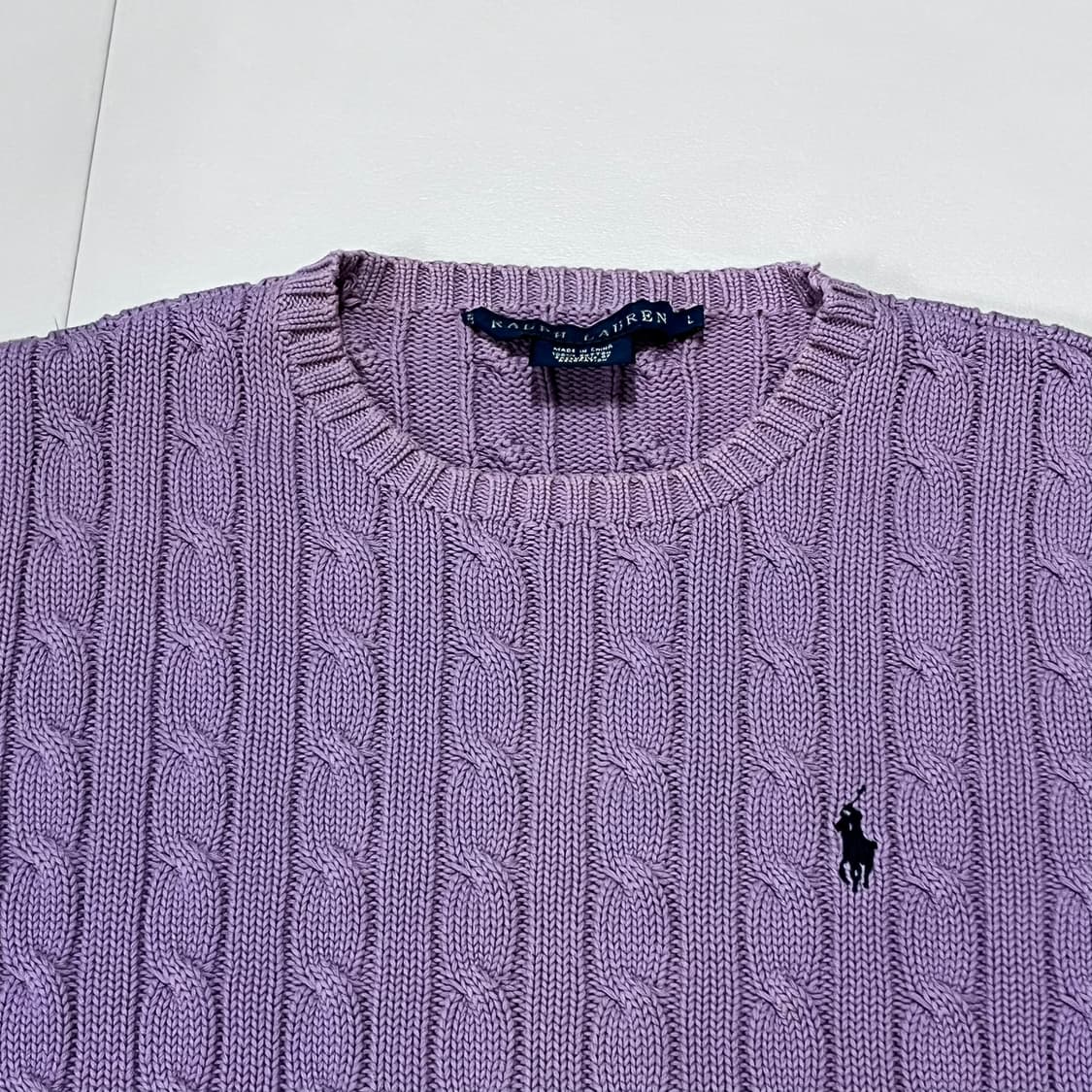 [정품] 폴로 보라 / 네이비포니 꽈배기 니트 [ L ] 상품이미지3